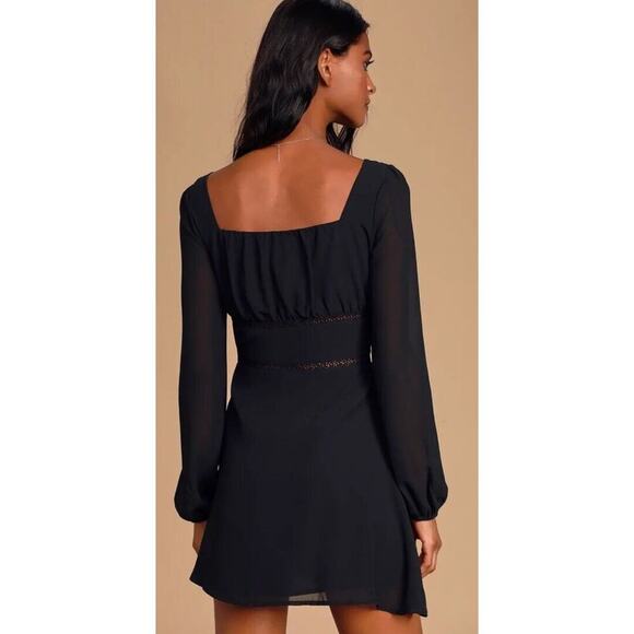 Lulus Loving Memories Long Sleeve Crochet Lace Skater Dress Womens Small (1765) - Picture 4 of 10